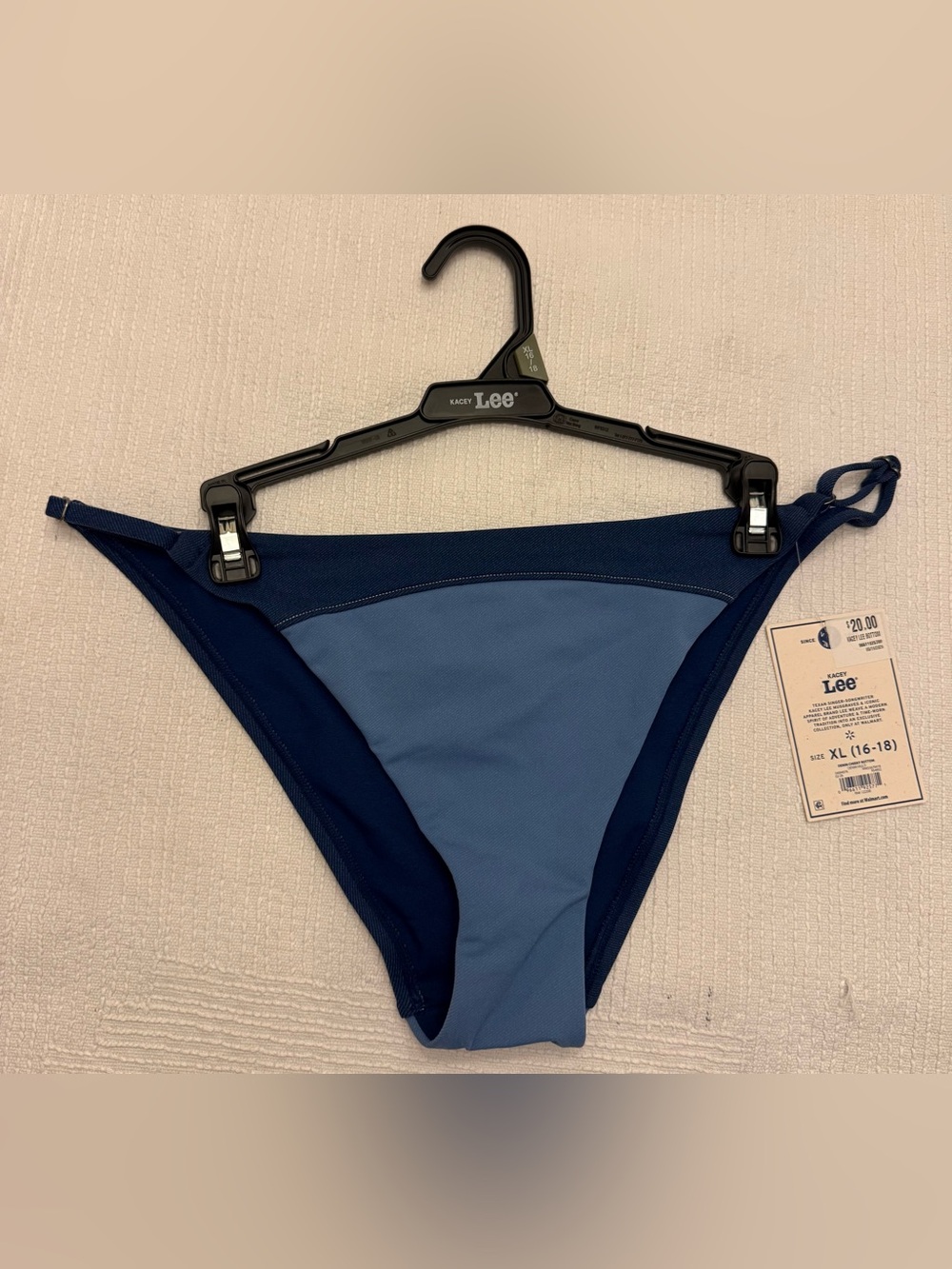 Kacey Lee Women’s Two-Tone Navy & Light Blue Bikini Bottom Size XL 16-18
